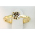 **U COLLET DESIGN [R23473]** ROUND CUT [0.415ct] SOLITAIRE DIAMOND RING [YELLOW GOLD] - BUY SAFE