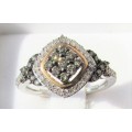 **WOW FACTOR [R35274]** WHITE/CHAMPAGNE ROUND CUT [0.675ct] DIAMOND RING [WHITE GOLD] - BUY SAFE