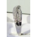 **NEW DESIGN [R34419]** CROSSOVER STYLE [0.500ct] DIAMOND RING [WHITE GOLD] - **BUY SAFE**