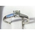 **4 CLAW DESIGN [R27473]** ROUND CUT [0.375ct] SOLITAIRE DIAMOND RING [WHITE GOLD] - BUY SAFE