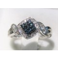 **LIMITED EDITION [R27381]** BLUE CENTRE [0.400ct] DIAMOND RING [2.802g] WHITE GOLD - BUY SAFE