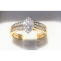**TWINSET SPECIAL [R35258]** MARQUISE DESIGN [0.400ct] DIAMOND RING + BAND [YELLOW GOLD] - BUY SAFE