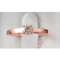 **4 CLAW DESIGN [R25473]** ROUND CUT [0.250ct] SOLITAIRE DIAMOND RING [ROSE GOLD] - BUY SAFE