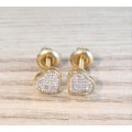 **VALENTINES DEAL [R16341]** HEART SHAPE PAVE SET [0.185ct] DIAMOND EARRINGS [YELLOW GOLD]-BUY SAFE