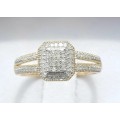 **SPLIT SHANK | R26639** DESIGNER | 0.300ct | CLUSTER DIAMOND RING | YELLOW GOLD - BUY SAFE