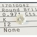 **CERTIFIED | R49212** HUGE | 0.971ct ROUND CUT | COLOUR K | DIAMOND | SOUTH AFRICA - BUY SAFE
