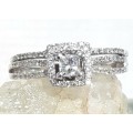 **EXCEPTIONAL | R50853** PRINCESS BRIDAL TWINSET |1.00ct| DIAMOND RING | WHITE GOLD - BUY SAFE