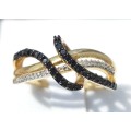 **WOW FACTOR | R29274** WHITE / BLACK ROUND CUTS | 0.350ct | DIAMOND RING | YELLOW GOLD - BUY SAFE