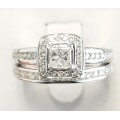 **WOW EFFECT | R74853** PRINCESS CUT BRIDAL TWINSET |1.300ct| DIAMOND RING | WHITE GOLD - BUY SAFE