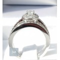 **HALO EFFECT | R74853** ROUND CUT BRIDAL TWINSET |1.300ct| DIAMOND RING | WHITE GOLD - BUY SAFE