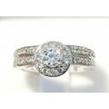 **HALO EFFECT | R74853** ROUND CUT BRIDAL TWINSET |1.300ct| DIAMOND RING | WHITE GOLD - BUY SAFE