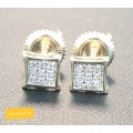 **DIAMOND CLUSTER | R16341** MICRO PAVE SET |0.185ct| DIAMOND EARRINGS | YELLOW GOLD - **SEE VIDEO**