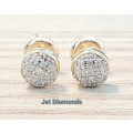 **DIAMOND EARRINGS | R16341** MICRO PAVE SET | 0.150ct | CLUSTER DESIGN | YELLOW GOLD - BUY SAFE