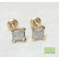 **DIAMOND CLUSTER | R16341** MICRO PAVE SET | 0.185ct | DIAMOND EARRINGS | YELLOW GOLD - BUY SAFE