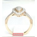 **CRAZY DEAL | R33639** PEAR DESIGN | 0.395ct | CLUSTER DIAMOND RING | YELLOW GOLD - BUY SAFE