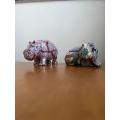 2 handmade hippo candles from Swaziland