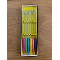 Vintage 70s/80s multicolor stainless steel fondue fork set of 6