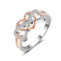 Gorgeous Platinum and rose gold ring with AAA Zircons