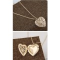 Stunning 9ct gold plated lace design heart locket and chain