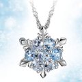 Elsa Frozen Crystal Snowflake Tibetan Silver Necklace Pure Blue Pendant