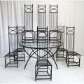 GLASS-TOP STEEL PATIO TABLE AND SET OF 8 CHAIRS**