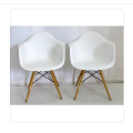 EMMY WOODEN LEG ARMCHAIRs - Pair of Stylish Modern Moulded Marvels (both)
