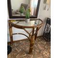 Rustic Demilune Half-moon Table (cracked glass)
