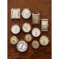 12 vintage watches and trench watches Longines, Cyma, Roamer