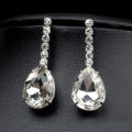 Bridal Wedding Silver Crystal Rhinestone Tear Drop Pendant Necklace Earrings Set