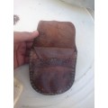 antique leather tabaco holder or money holder.it have two sections