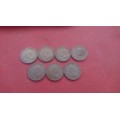 British two shillings collection 1945,47,49,51,58,61