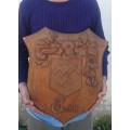 Huge carved in wood Joubert family crest 45cm tall