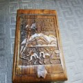 Lovely boer war POW made box carved `GROETEN UIT INDIA`14cm x 8.5cm