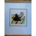 Lovely framed cat picture by Fiona walker 23.5cm x  24cm