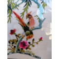 Japanese Silk Embroidery Art Of 2 Pheasants Birds In A Tree Framed 32cm x 24cm