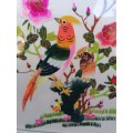Japanese Silk Embroidery Art Of 2 Pheasants Birds In A Tree Framed 40cm x 27CM