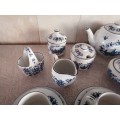 Large delft blauw tea and coffee porcelain set Only one tea cup have a chip other than that all good