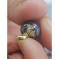 Vintage 18K(750) Gold Lapis Multi-Gemstone Inlaid World Globe Pendant.