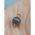 Vintage 18K(750) Gold Lapis Multi-Gemstone Inlaid World Globe Pendant.