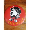 Vintage 1968 Mao Zedong Red China Propaganda & Advertising Enameled Metal Sign