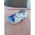 Delft Holland Blue Hand Painted Shoe Clog Table Lighter  Needs a service