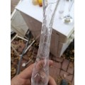 Vintage Lead Cut Crystal Etched Floral Glass  Bud Vase