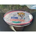 Two signed cheetah rugby balls