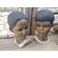 Pair of Vintage head figures from the 1960s.