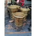 Set of 3 brass buckets