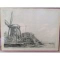 RARE FIND 1641 REMBRANDT ` THE WINDMILL ` ETCHING  HAND PRINTED BY THEO BEERENDONK