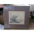 RARE FIND 1643 REMBRANDT , ETCHING HAND PRINTED BY THEO BEERENDONK