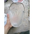 Vintage Clear Frosted Art Deco Glass Ice Bucket