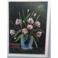 Lovely framed vintage painting on velvet