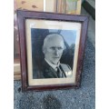Antique framed picture of Jan smuts with wooden back